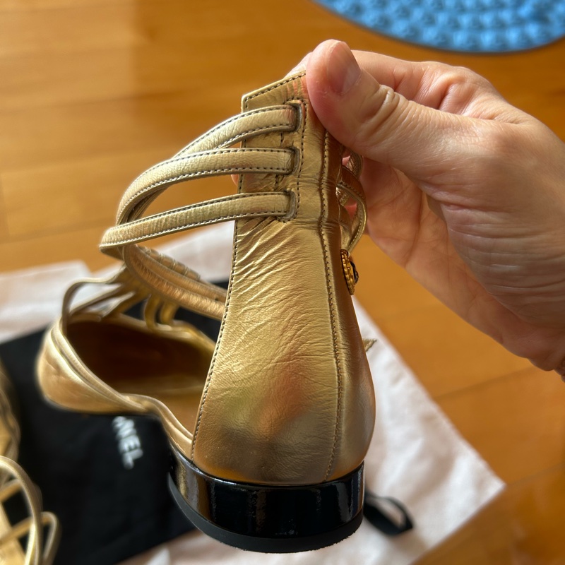 經典金色channel 平底鞋-11