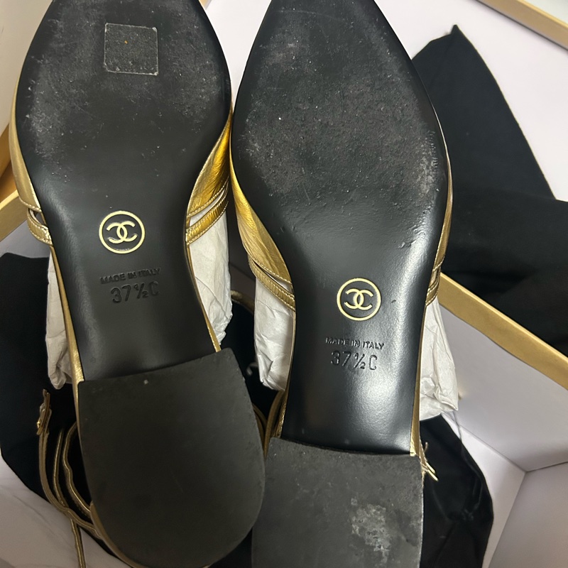 經典金色channel 平底鞋-11
