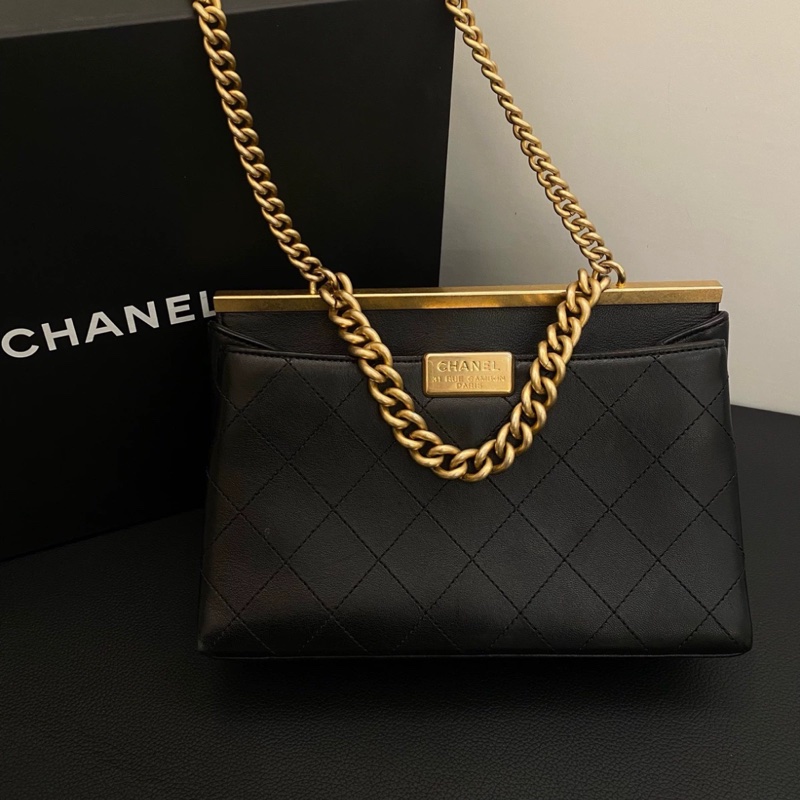 香奈兒Chanel 黑金小羊皮雙子星鏈條包，double sides雙面單肩包-1