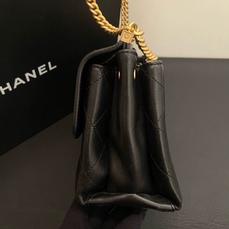 香奈兒Chanel 黑金小羊皮雙子星鏈條包，double sides雙面單肩包-3