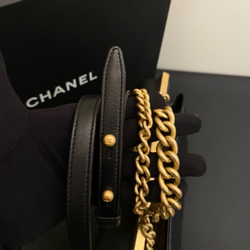 香奈兒Chanel 黑金小羊皮雙子星鏈條包，double sides雙面單肩包-4