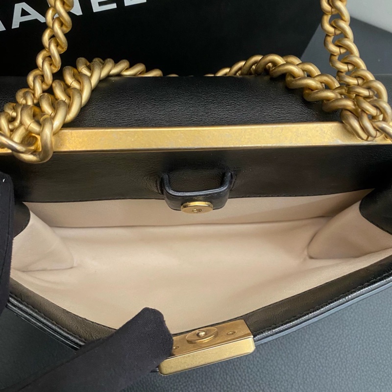 香奈兒Chanel 黑金小羊皮雙子星鏈條包，double sides雙面單肩包-5