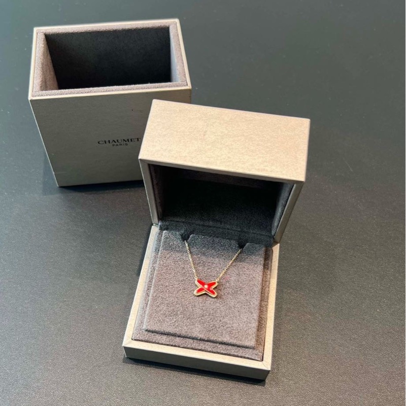 Chaumet尚美liens，紅玉髓鑲鑽項鍊-0