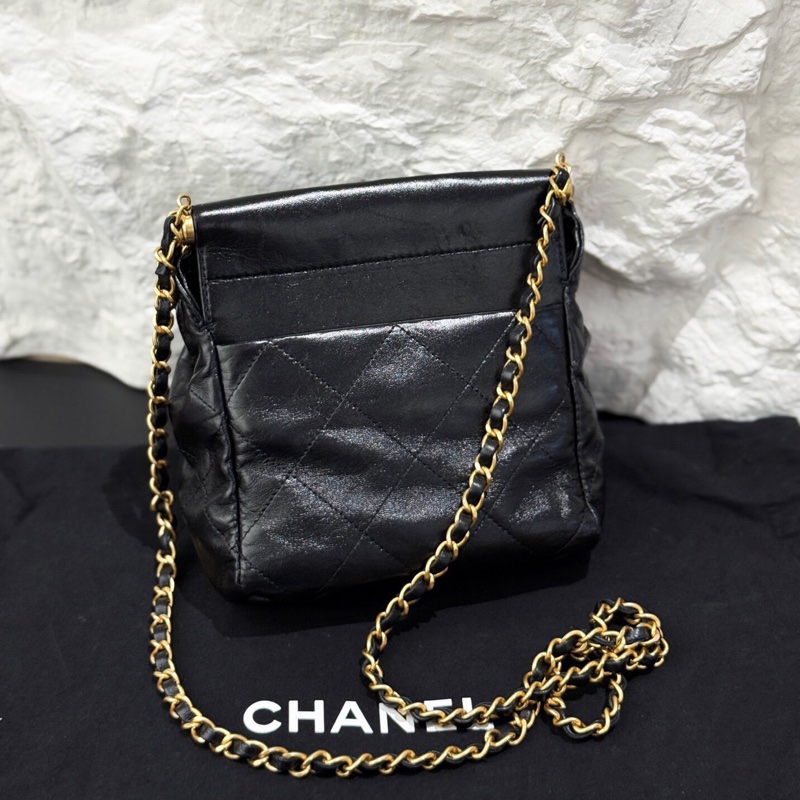 Chanel 香奈兒 23P黑金 mini福袋水桶包 寶石鏈條，彩色寶石福袋 抽繩水桶鏈條包-5