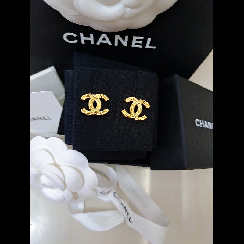 Chanel  全新金色雙C耳環-0
