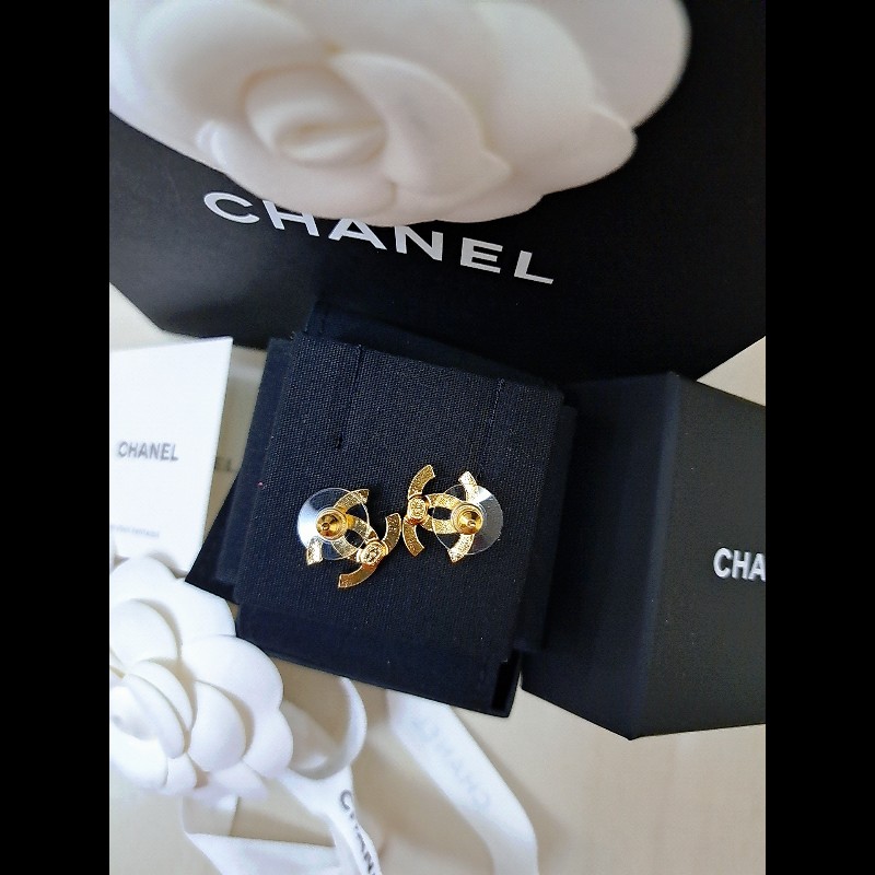 Chanel  全新金色雙C耳環-4