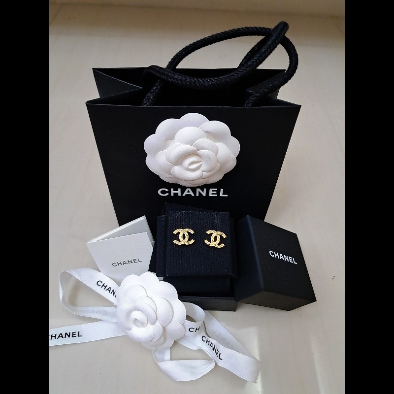 Chanel  全新金色雙C耳環-5