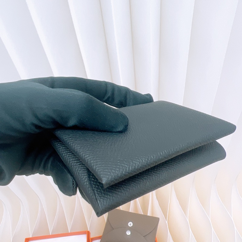 全新 Hermes calvi duo 黑色卡包/短夾 G刻-1