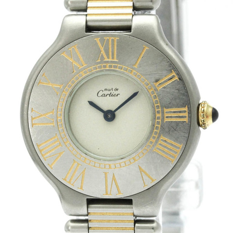 卡地亞 Must 21 鍍金不鏽鋼石英女士腕錶
