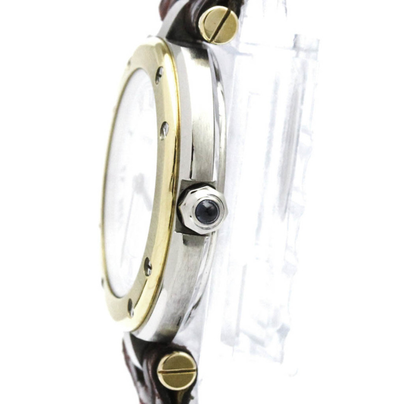 卡地亞 Santos 圓形 18K 金精鋼皮革石英女士腕錶（拋光）-3