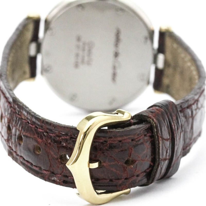 卡地亞 Santos 圓形 18K 金精鋼皮革石英女士腕錶（拋光）-4