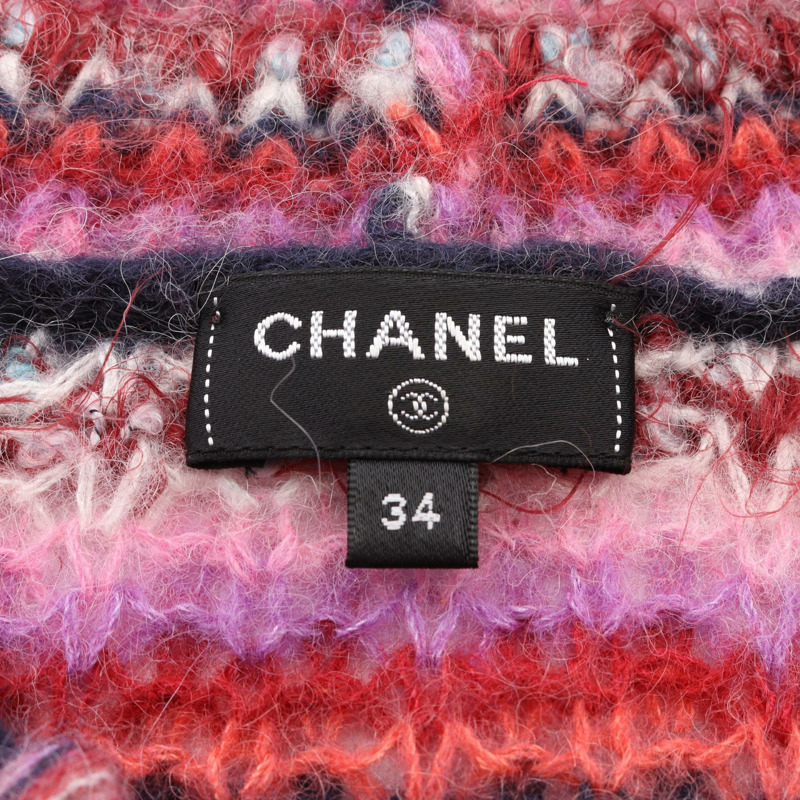 香奈兒 COCO 標誌紐扣針織絲羊駝毛/尼龍紫色多色二手女裝-2