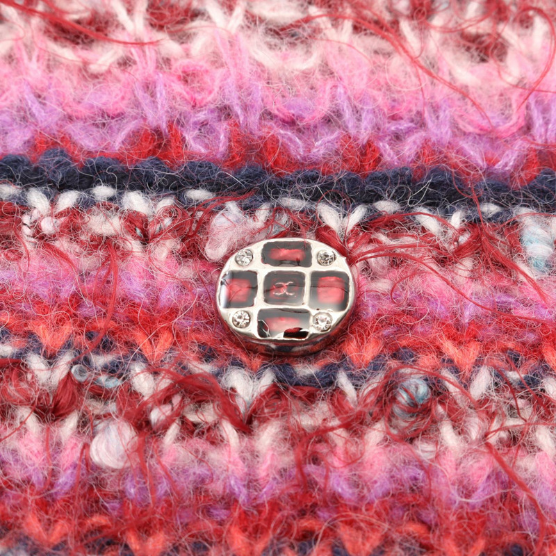 香奈兒 COCO 標誌紐扣針織絲羊駝毛/尼龍紫色多色二手女裝-5