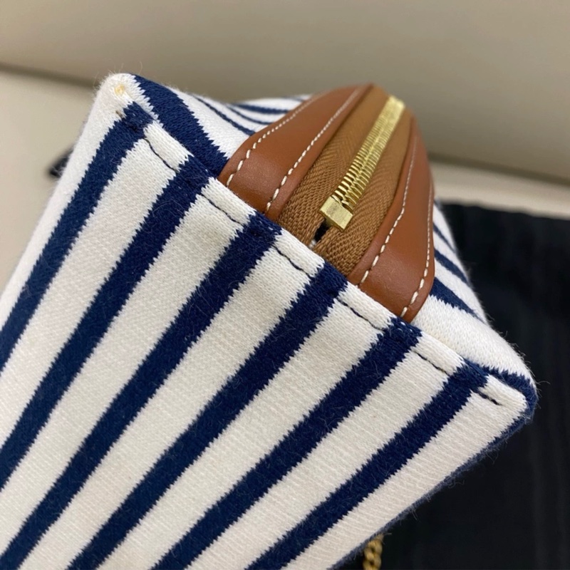 Celine賽琳凱旋門海軍風條紋貝殼鏈條包-6