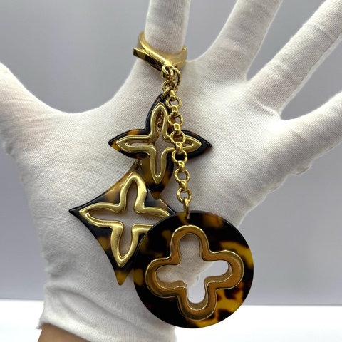 路易威登 LOUIS VUITTON 玳瑁紋吊飾鑰匙圈／包包吊飾（刻印 OB0171）