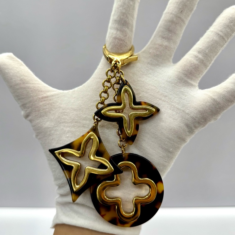 路易威登 LOUIS VUITTON 玳瑁紋吊飾鑰匙圈／包包吊飾（刻印 OB0171）-1