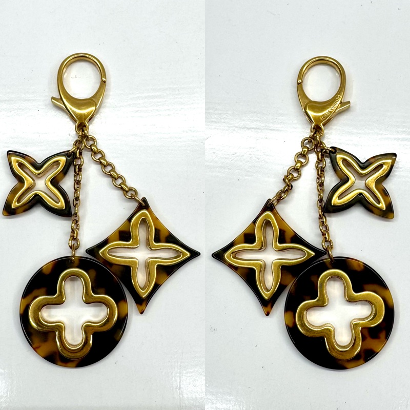 路易威登 LOUIS VUITTON 玳瑁紋吊飾鑰匙圈／包包吊飾（刻印 OB0171）-2