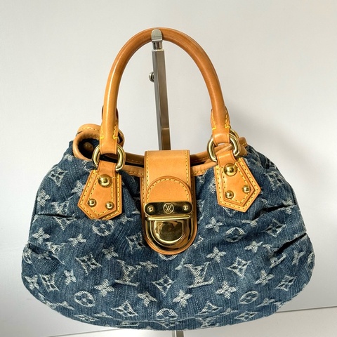 LOUIS VUITTON  路易威登 丹寧牛仔手提包元寶包 DENIM PLEATY M95020