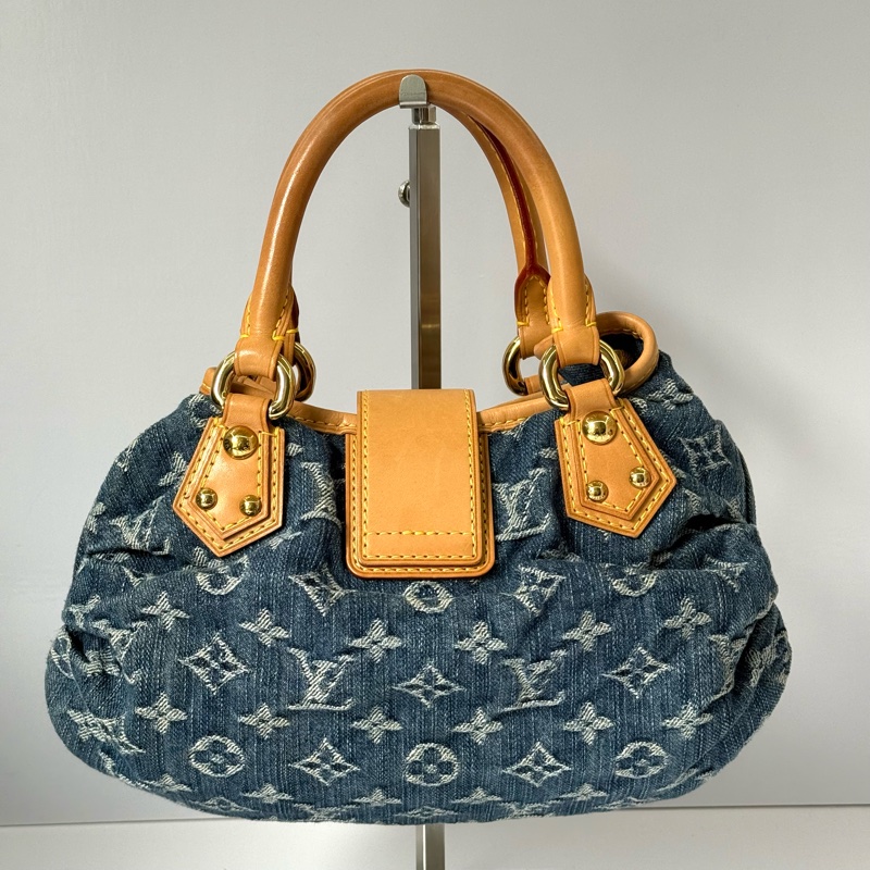 LOUIS VUITTON  路易威登 丹寧牛仔手提包元寶包 DENIM PLEATY M95020-1