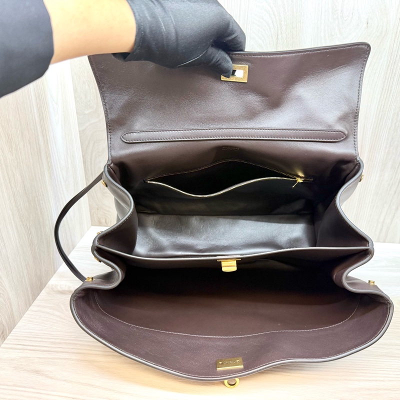 巴黎世家 全新超值✨咖色牛皮Rodeo中款肩背包-6