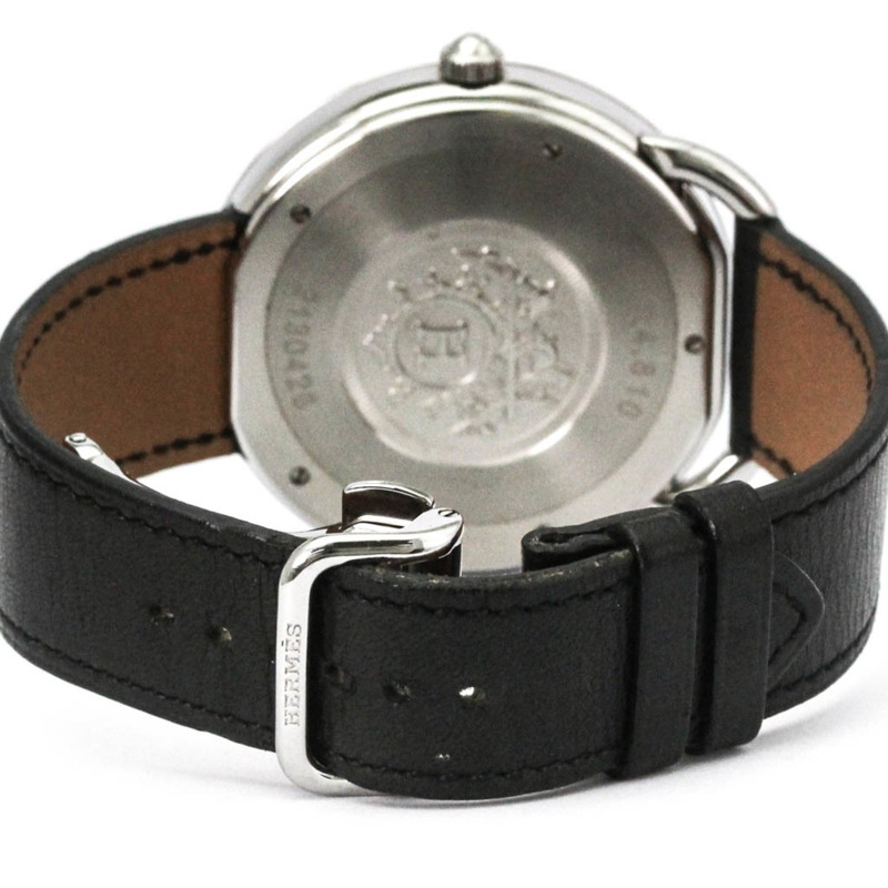 愛馬仕 Arceau 精鋼皮革自動男士腕錶 AR4.810 拋光-4