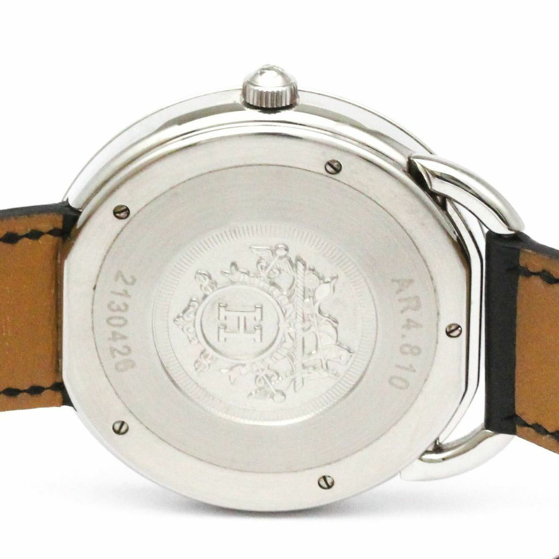 愛馬仕 Arceau 精鋼皮革自動男士腕錶 AR4.810 拋光-6