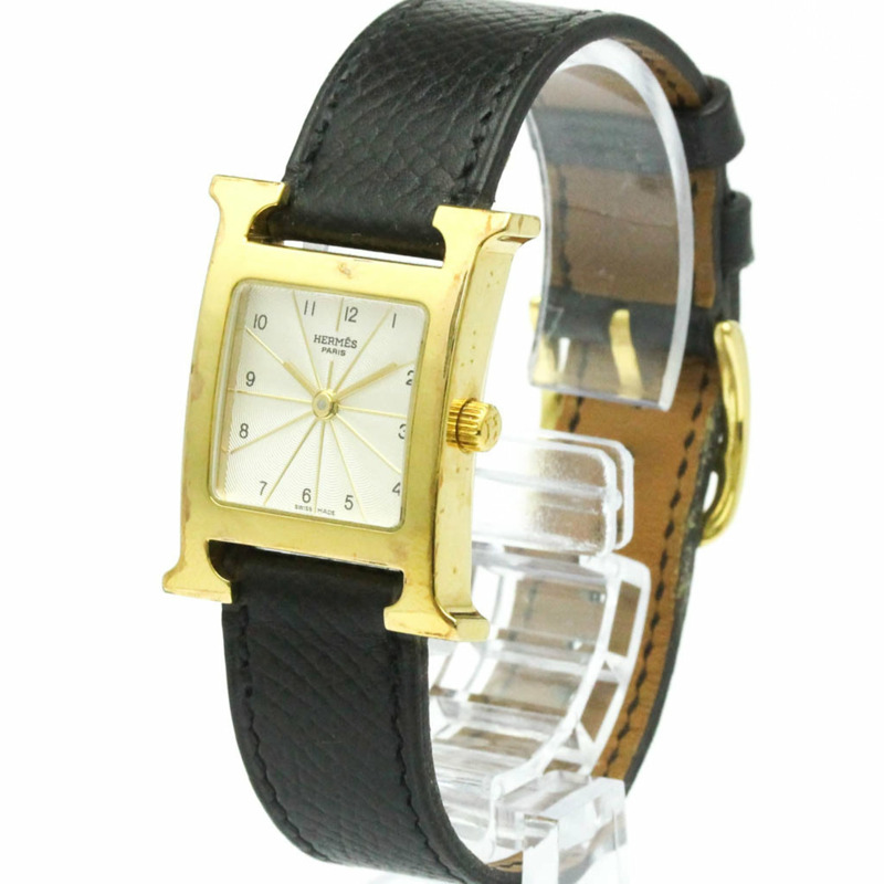 愛馬仕 H 系列鍍金皮革石英女士腕錶 HH1.201-1