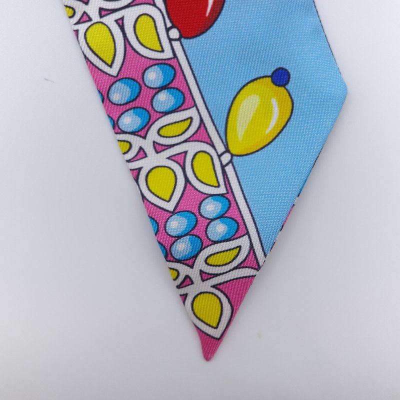 Hermès 愛馬仕 Parures des Maharajas馬哈拉賈的珠寶 天藍色系真絲 Twilly 長絲巾-5