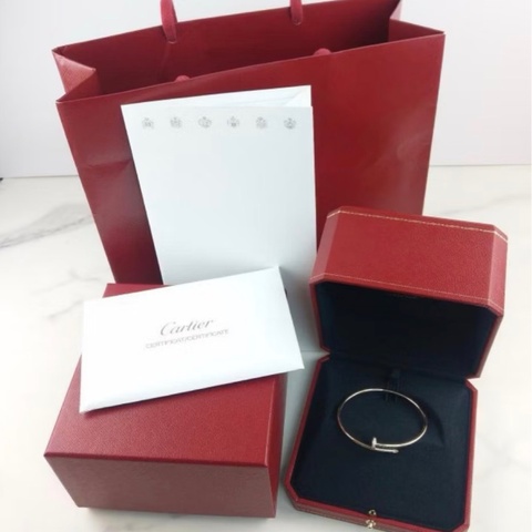 ❣️ 極新全配🇹🇼2025/7台灣購入 Cartier 玫瑰金釘子細款手環17號 JUSTE UN CLOU手環，小型款，鑽石