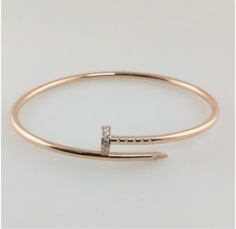 ❣️ 極新全配🇹🇼2025/7台灣購入 Cartier 玫瑰金釘子細款手環17號 JUSTE UN CLOU手環,小型款,鑽石-1