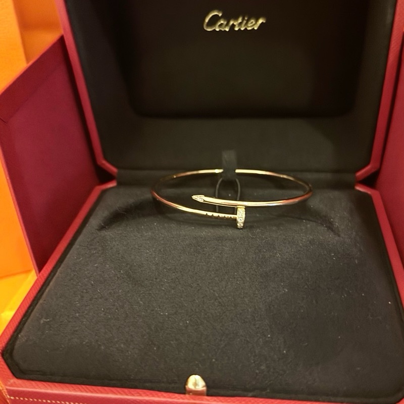 ❣️ 極新全配🇹🇼2025/7台灣購入 Cartier 玫瑰金釘子細款手環17號 JUSTE UN CLOU手環，小型款，鑽石-1