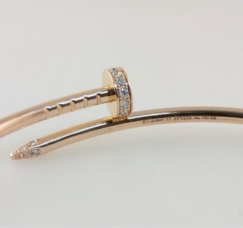 ❣️ 極新全配🇹🇼2025/7台灣購入 Cartier 玫瑰金釘子細款手環17號 JUSTE UN CLOU手環，小型款，鑽石-3