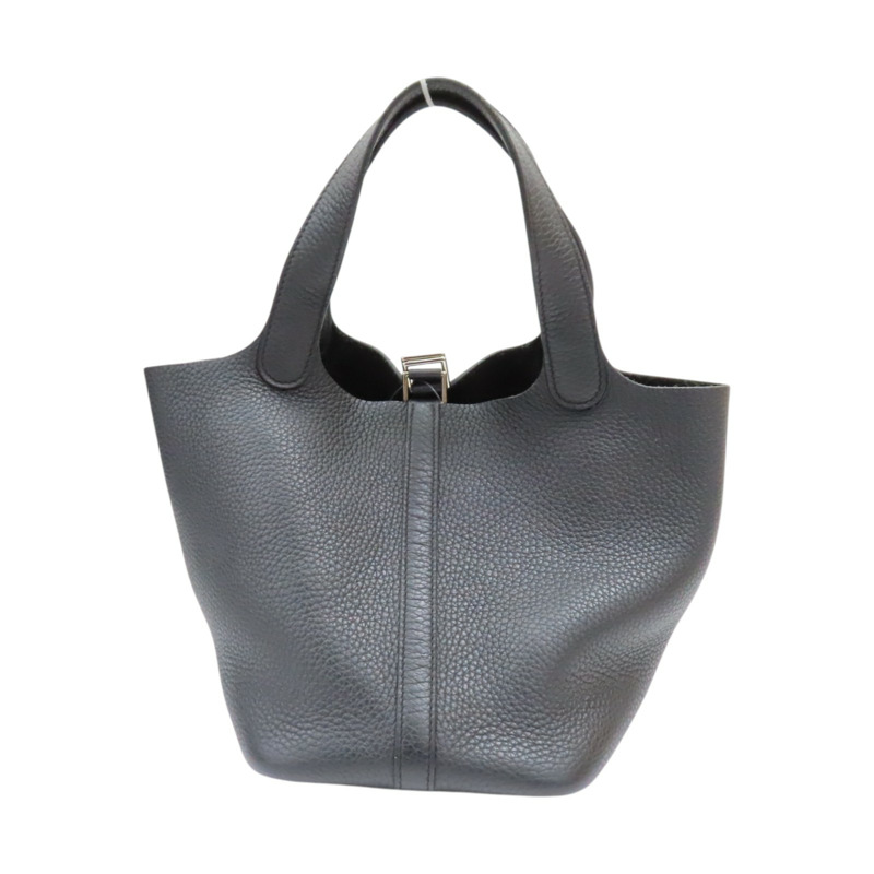 經典黑色 Taurillon牛皮 Picotin Lock 18 手提包 U刻 銀釦【HERMES 愛馬仕】 H056289CC-1