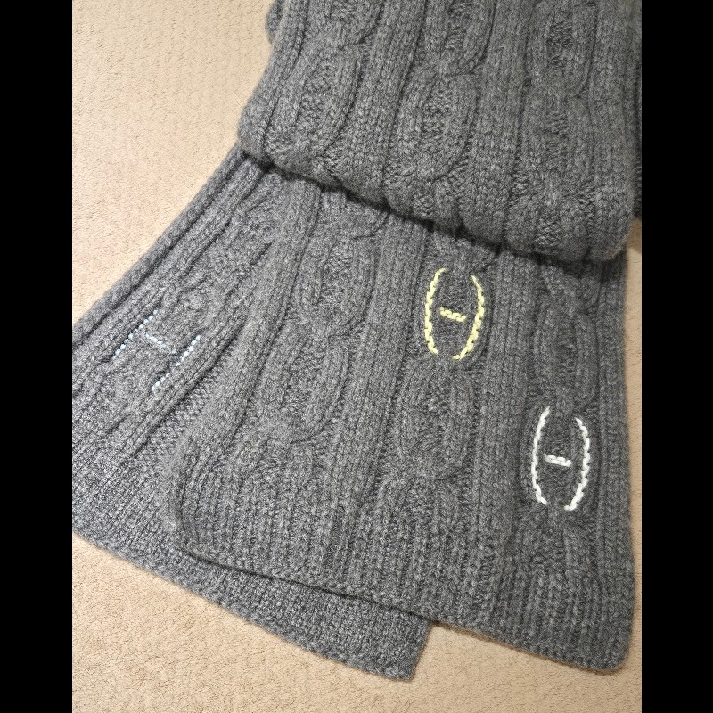 Hermes 愛馬仕 豬鼻 針織 100% 羊絨 圍巾-10