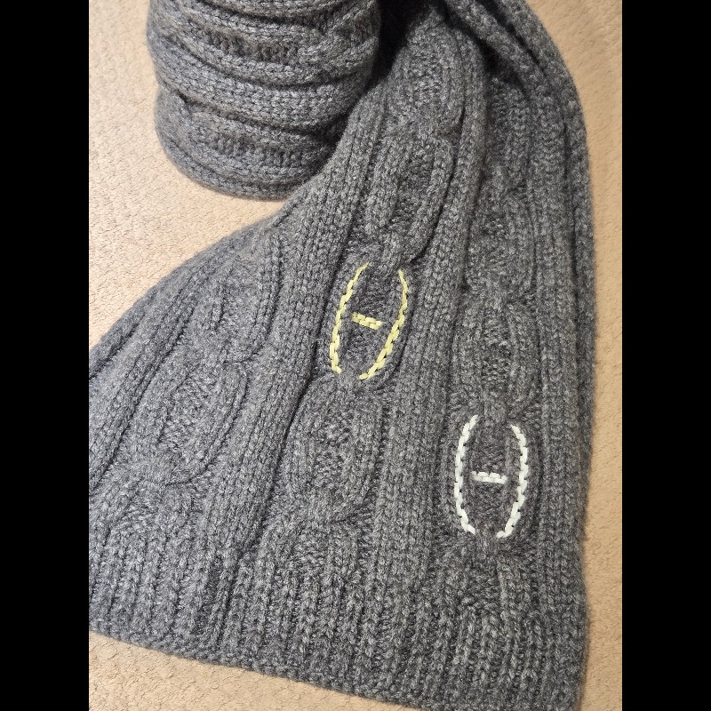 Hermes 愛馬仕 豬鼻 針織 100% 羊絨 圍巾-12