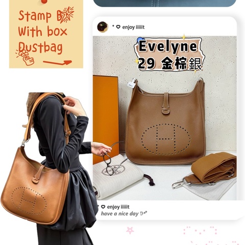 Hermes Evelyne 29 金棕銀扣