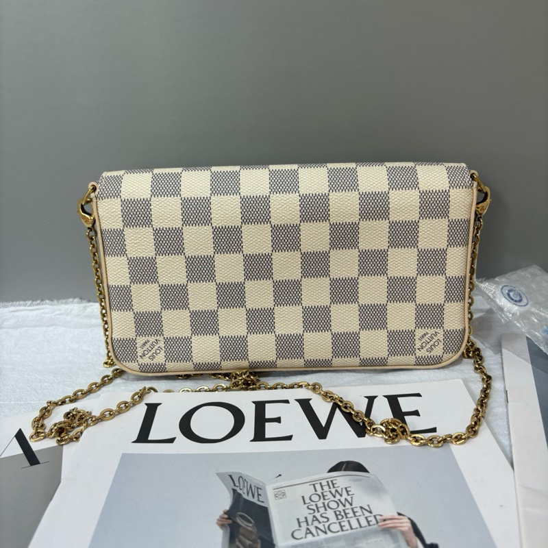 LV/路易威登 白色棋盤格三合一鏈條包，爆款單肩斜挎包，尺寸：21/3/12/115cm，有刻字-1