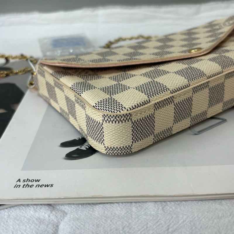 LV/路易威登 白色棋盤格三合一鏈條包，爆款單肩斜挎包，尺寸：21/3/12/115cm，有刻字-2