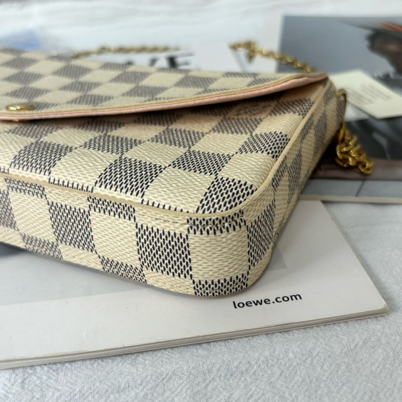 LV/路易威登 白色棋盤格三合一鏈條包，爆款單肩斜挎包，尺寸：21/3/12/115cm，有刻字-4