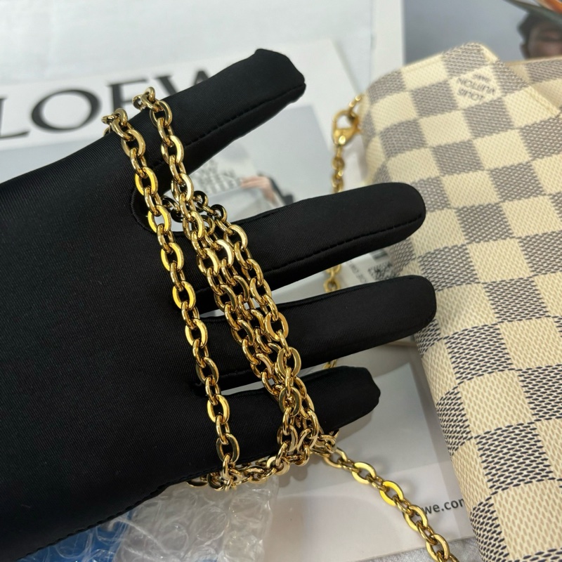 LV/路易威登 白色棋盤格三合一鏈條包，爆款單肩斜挎包，尺寸：21/3/12/115cm，有刻字-5