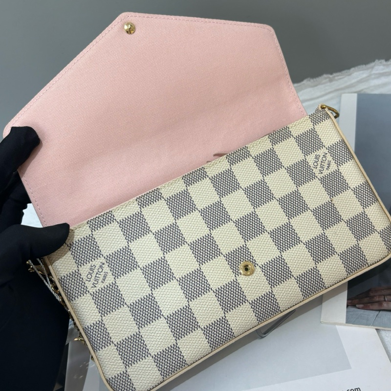 LV/路易威登 白色棋盤格三合一鏈條包，爆款單肩斜挎包，尺寸：21/3/12/115cm，有刻字-6