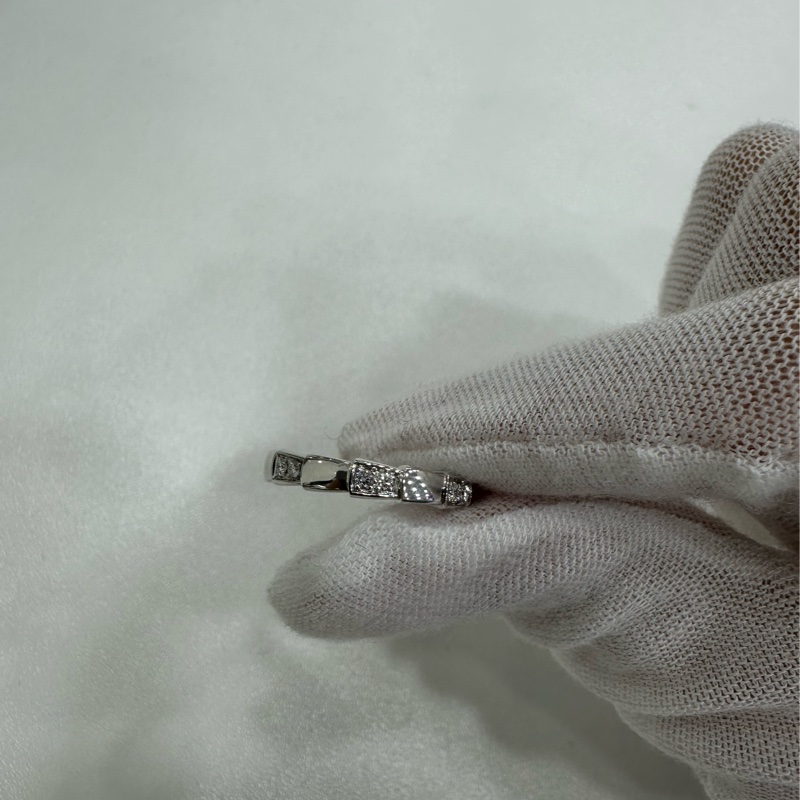 Bvlgari/寶格麗 Serpenti Viper 18K白金 半鑽 蛇骨 戒指 窄版 22 尺寸：53碼-3