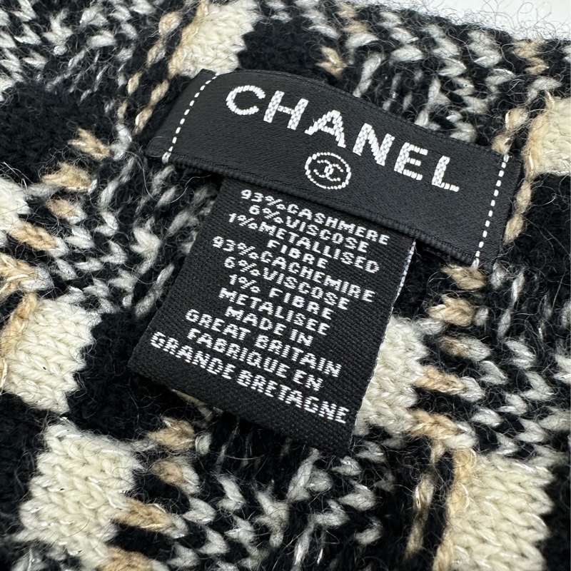 Chanel 格紋羊絨圍巾-4