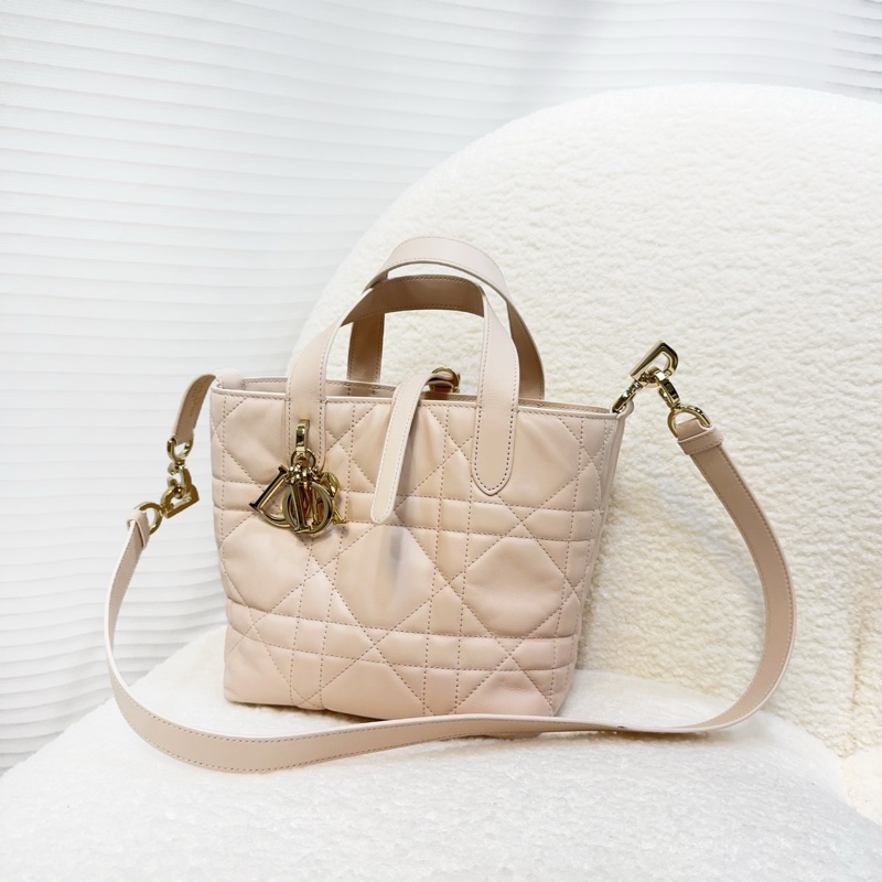 Dior 砂岩粉藤格紋Toujours直式小型托特包-2