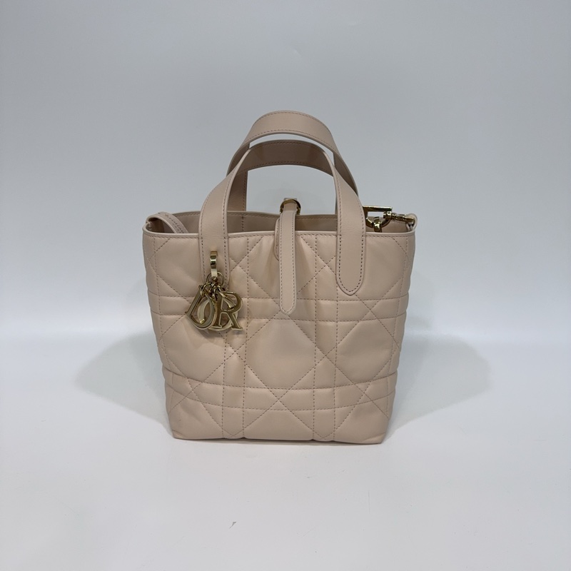 Dior 砂岩粉藤格紋Toujours直式小型托特包-3