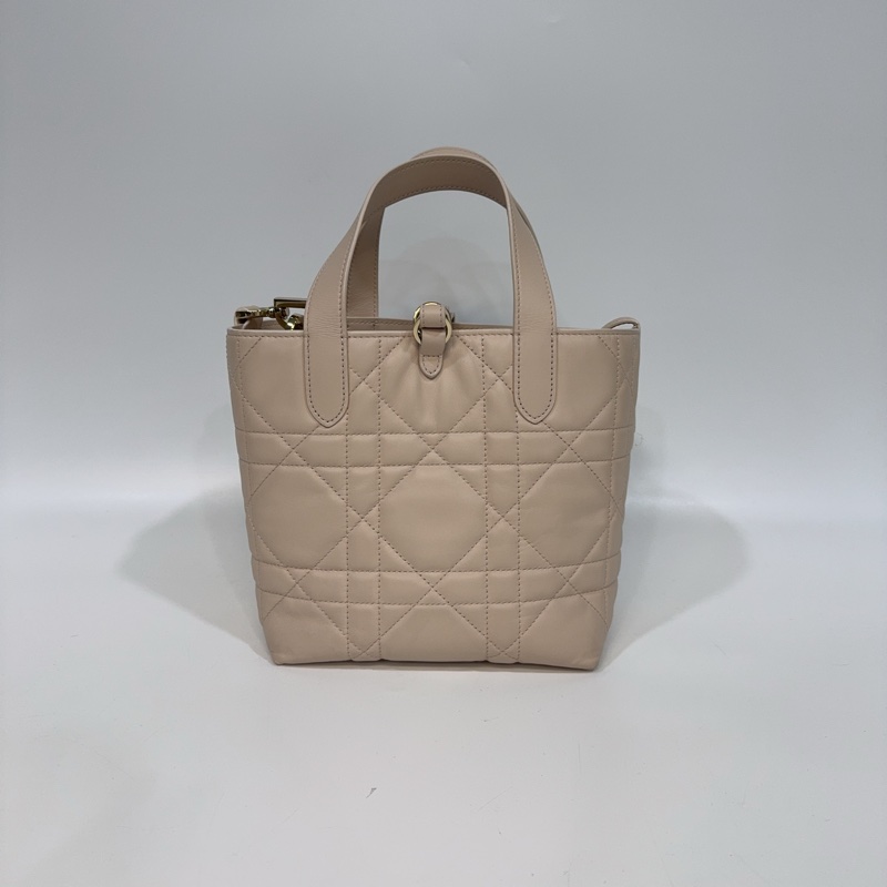 Dior 砂岩粉藤格紋Toujours直式小型托特包-4