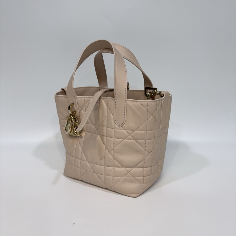 Dior 砂岩粉藤格紋Toujours直式小型托特包-5