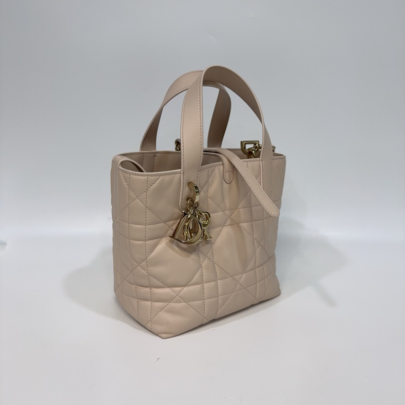 Dior 砂岩粉藤格紋Toujours直式小型托特包-6