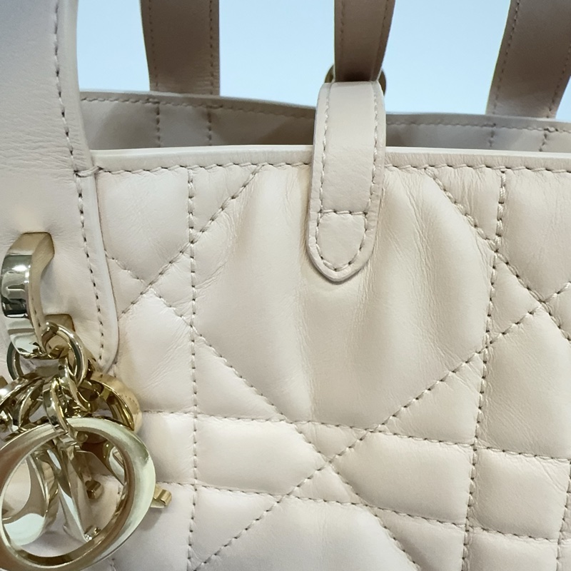 Dior 砂岩粉藤格紋Toujours直式小型托特包-38