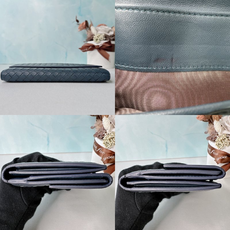 BV 小羊皮編織扣式長夾-8